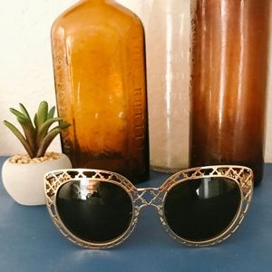 Tory Burch Gold Medal Cage Cat Eye Sunglasses